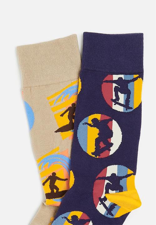 Foot-ies - Surf n skate 2 pack - sand & navy