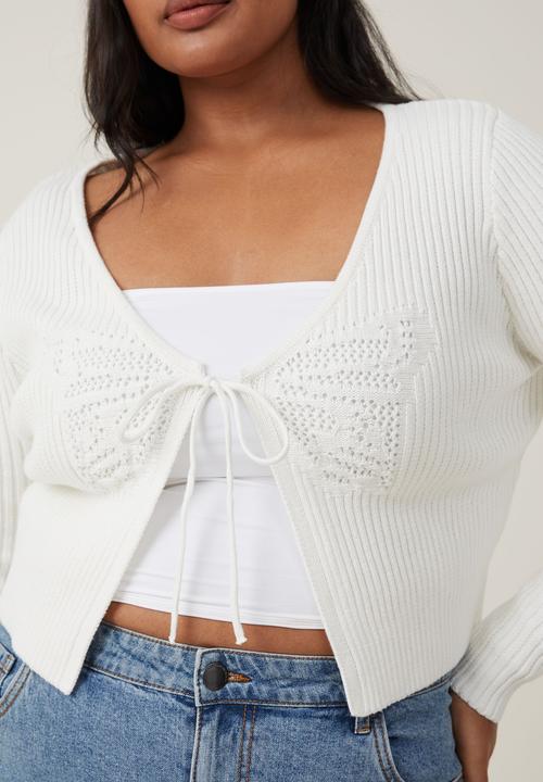 Cotton On - Butterfly tie front cardigan - white