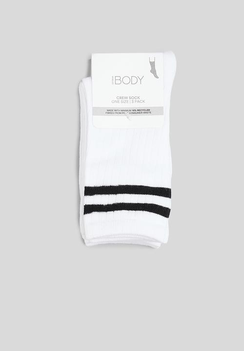 Cotton On - Body 3 pack crew sock - white/black stripe