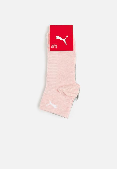 PUMA - Ladies cushioned 2 pack quarter sock - multi