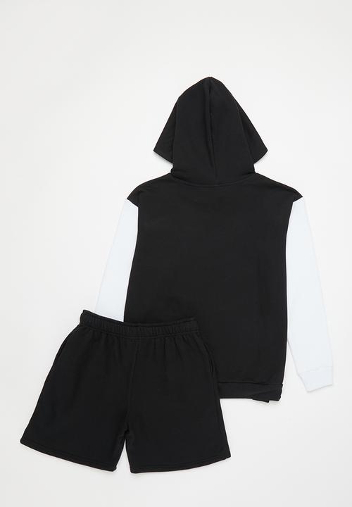 Rebel Republic - Boys hoodie and sweatshort set - black/white