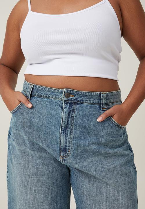 Cotton On - Plus super baggy leg jean - sand blue