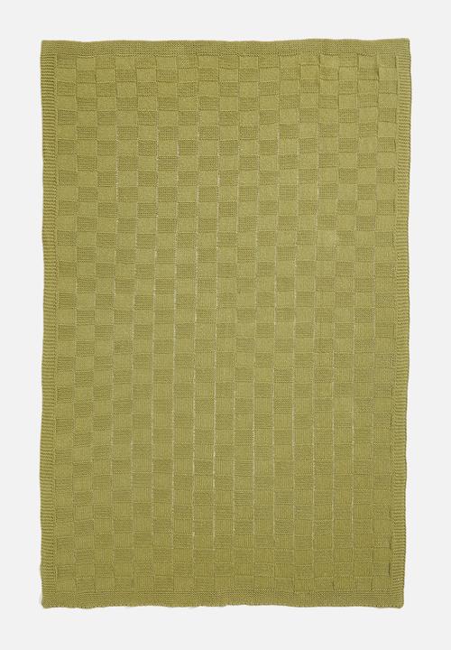 Sixth Floor - Cube knitted throw - olive green