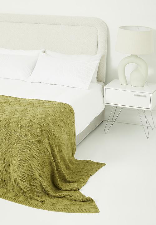 Sixth Floor - Cube knitted throw - olive green