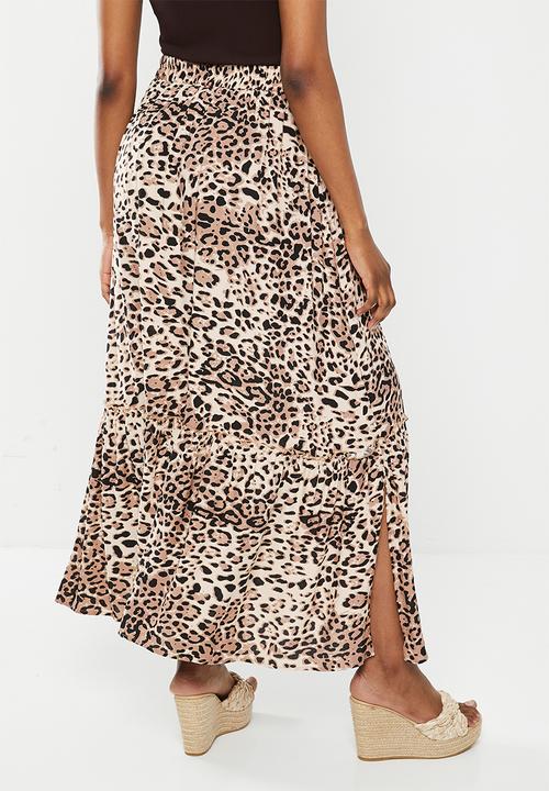 Stella Morgan - Animal printed tiered skirt - beige