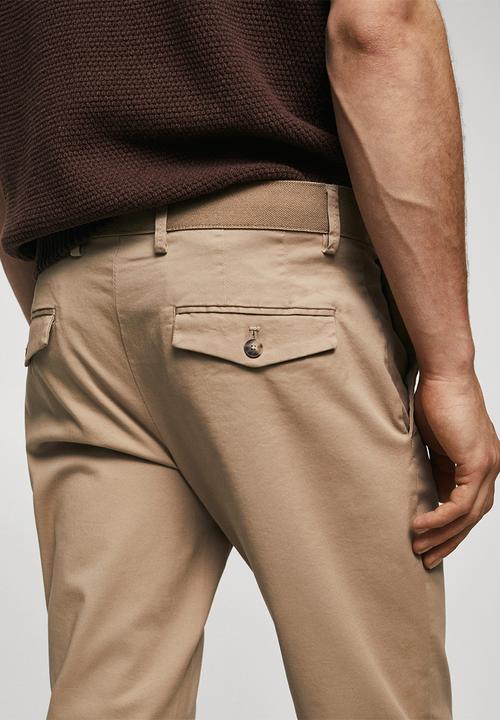 MANGO - Trousers prato - beige