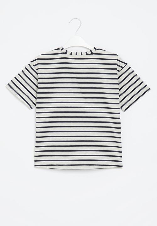 Superbalist - Girls stripe t-shirt - navy/ice melange stripe 