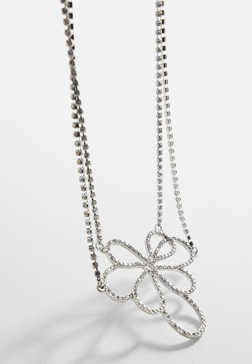 MANGO - Necklace camelia- silver