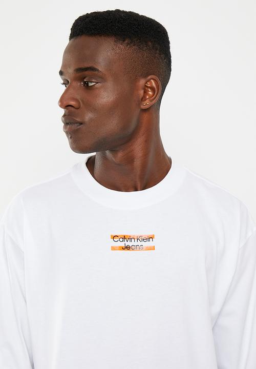 Calvin Klein - Transparent stripe logo long sleeve tee - bright white