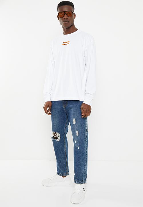 Calvin Klein - Transparent stripe logo long sleeve tee - bright white
