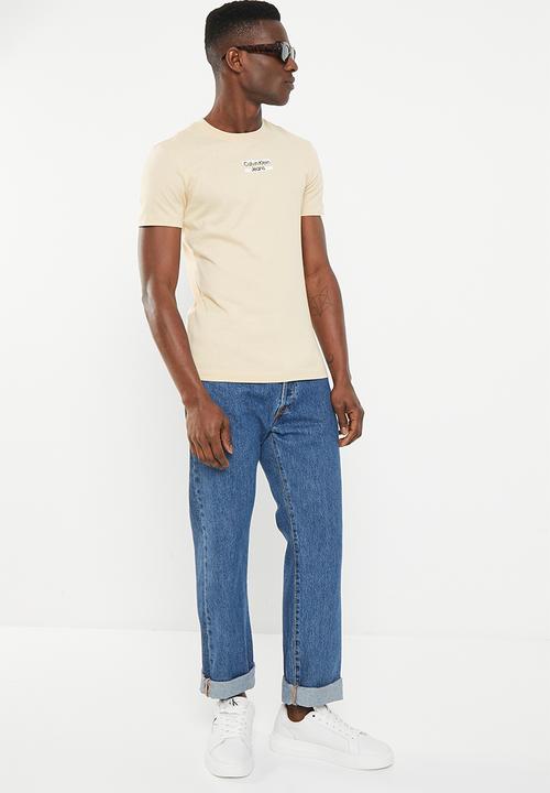Calvin Klein - Transparent stripe logo tee - classic beige