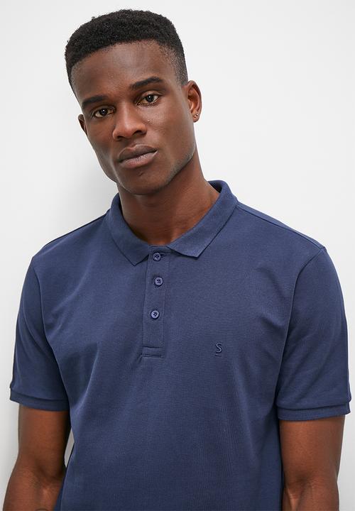 Superbalist - Pique short sleeve slim golfer - navy