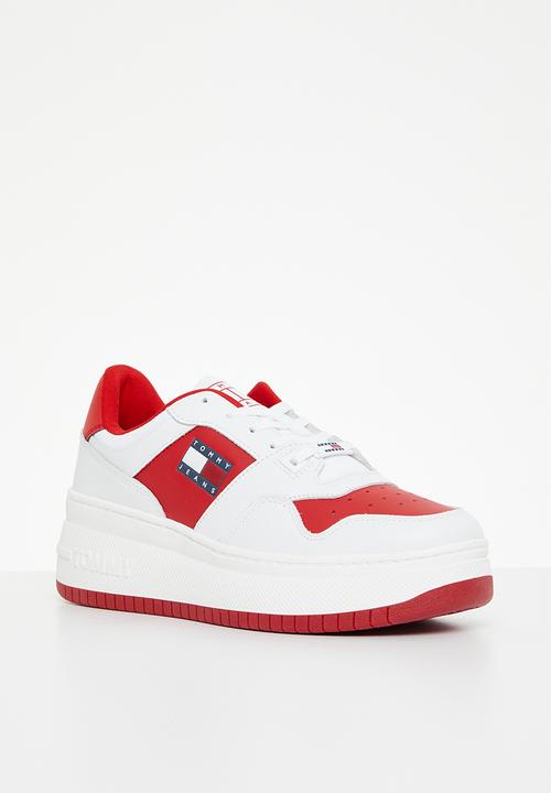 Tommy Hilfiger - Tommy Jeans Leather Retro Basket flatform - deep crimson