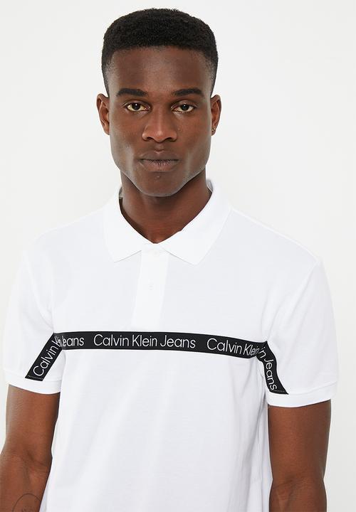 Calvin Klein - Logo tape polo - bright white