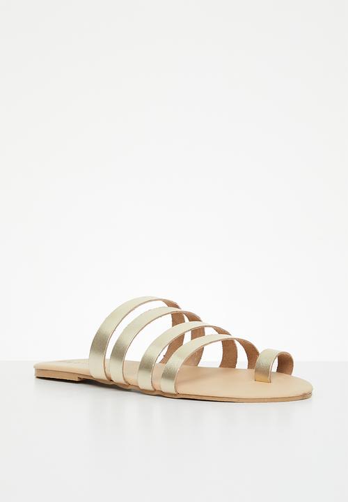 edit - Viola toe ring strappy slides - gold