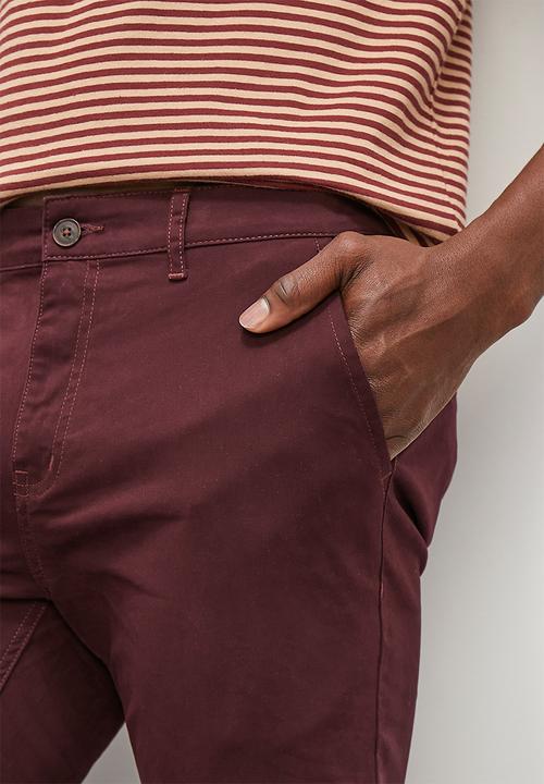 Superbalist - Caleb slim chino - burgundy