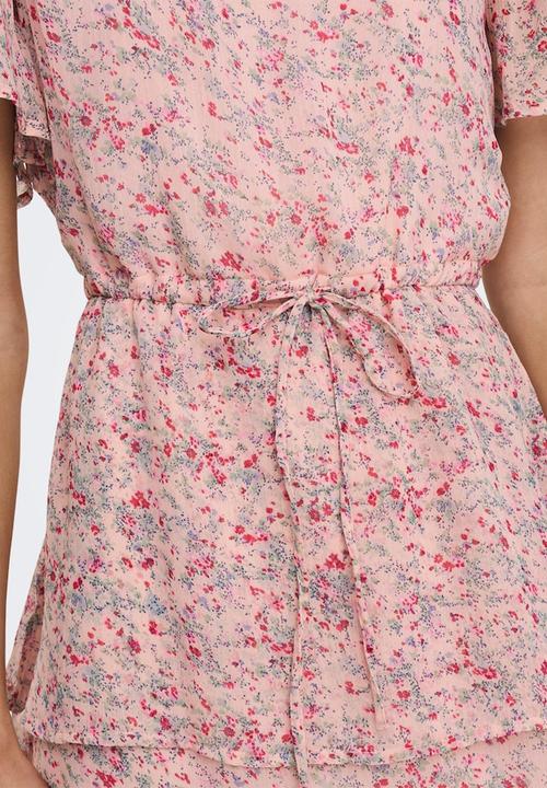 Jacqueline de Yong - Melly short sleeve layer dress - peach whip flower