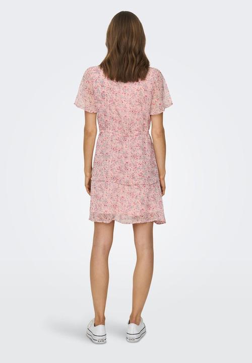 Jacqueline de Yong - Melly short sleeve layer dress - peach whip flower