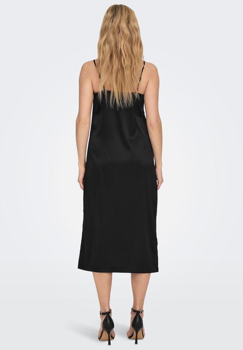 ONLY - Victoria satin strap midi dress - black