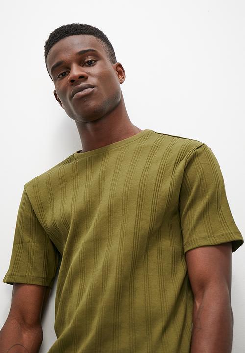 Superbalist - Knitted regular rib short & tee sleep set - olive