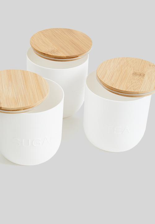 Excellent Houseware - Storage cannister set of 3 - white