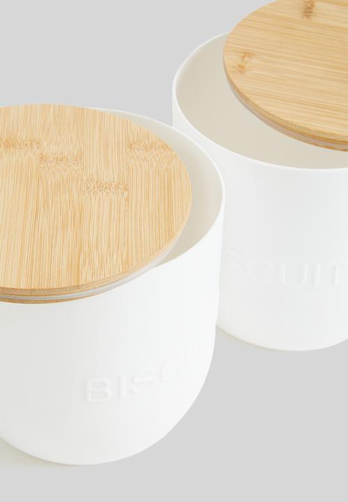 Excellent Houseware - Storage cannister set of 2 - white