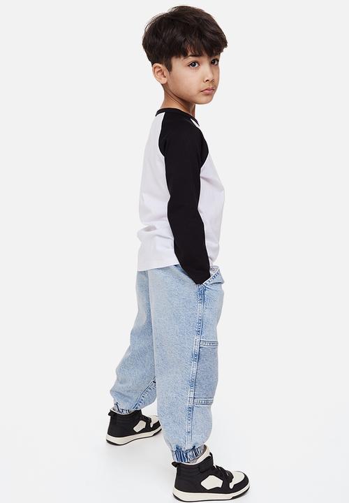 H&M - Loose fit cotton twill joggers - light denim blue