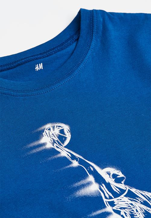 H&M - Printed cotton T-shirt - cobalt blue