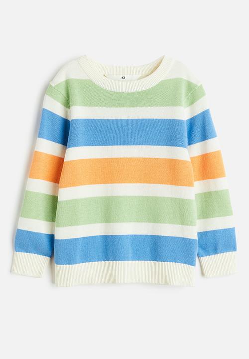 H&M - Jacquard-knit cotton jumper - natural white/striped