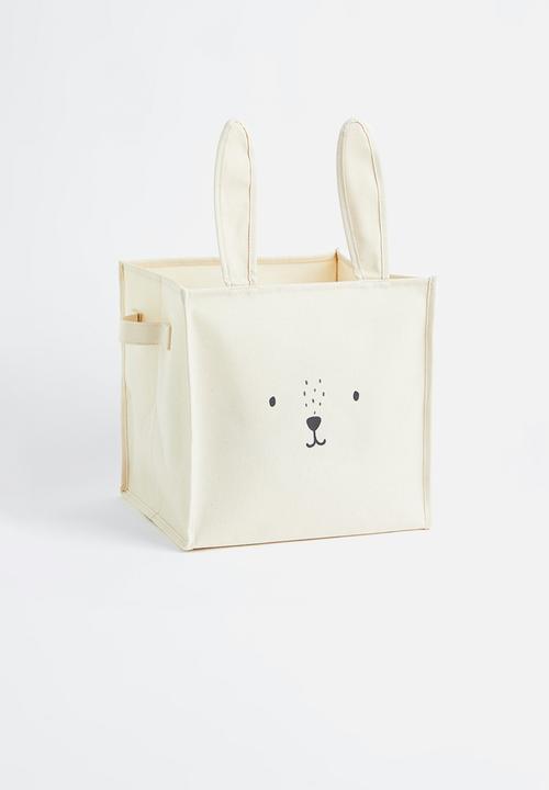 Printed storage basket - white/rabbit