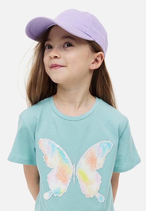 H&M - Top - light turquoise/butterfly 