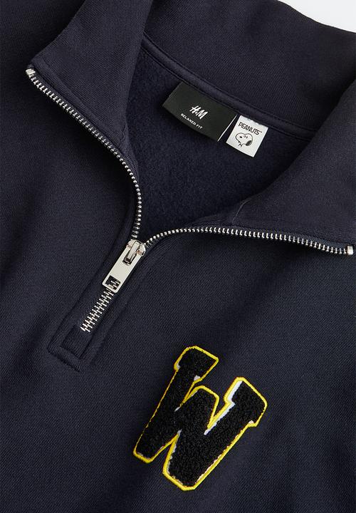 H&M - Relaxed fit zip-top sweatshirt - dark blue/snoopy