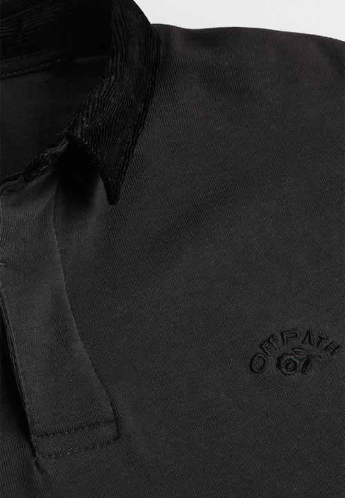 H&M - Relaxed fit rugby shirt - black/off path 