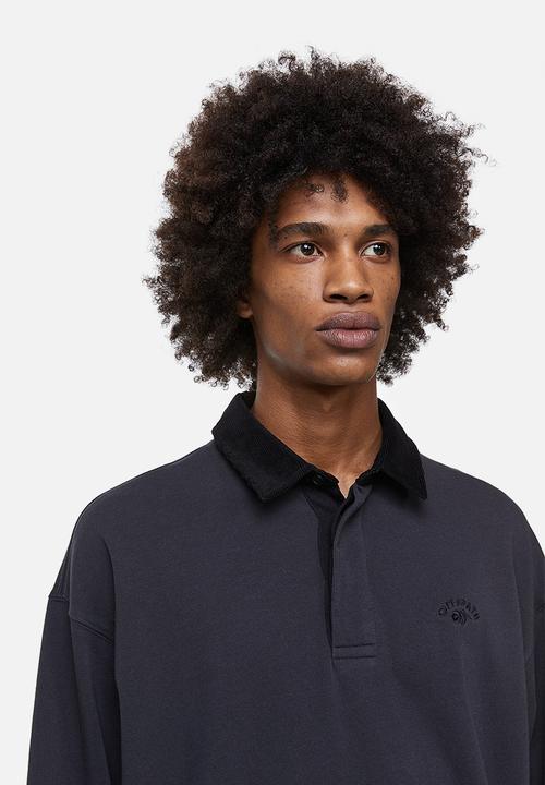 H&M - Relaxed fit rugby shirt - black/off path 