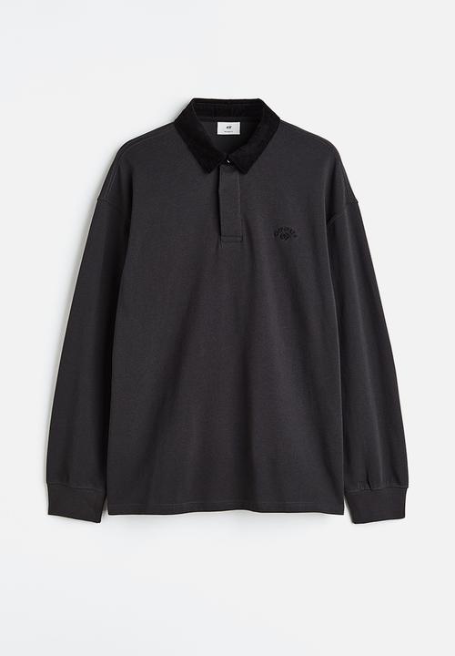 H&M - Relaxed fit rugby shirt - black/off path 