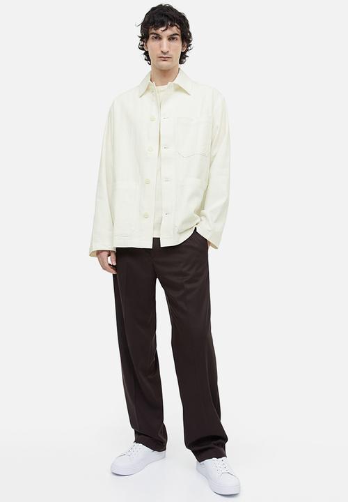 H&M - Regular fit linen-blend shacket - white