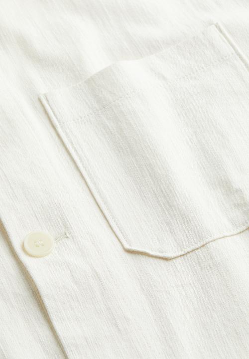 H&M - Regular fit linen-blend shacket - white