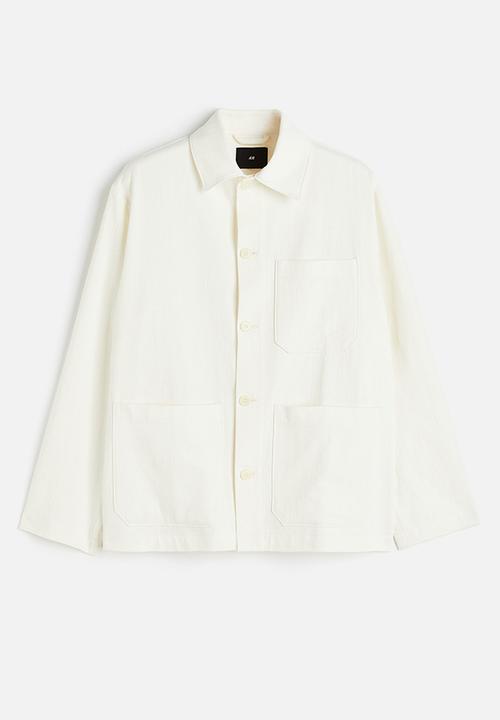H&M - Regular fit linen-blend shacket - white