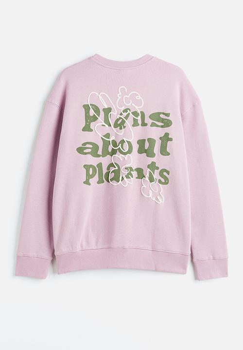 H&M - Relaxed fit printed sweatshirt - light purple/plants