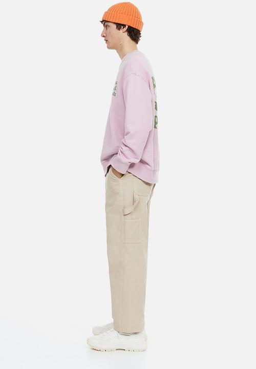 H&M - Relaxed fit printed sweatshirt - light purple/plants