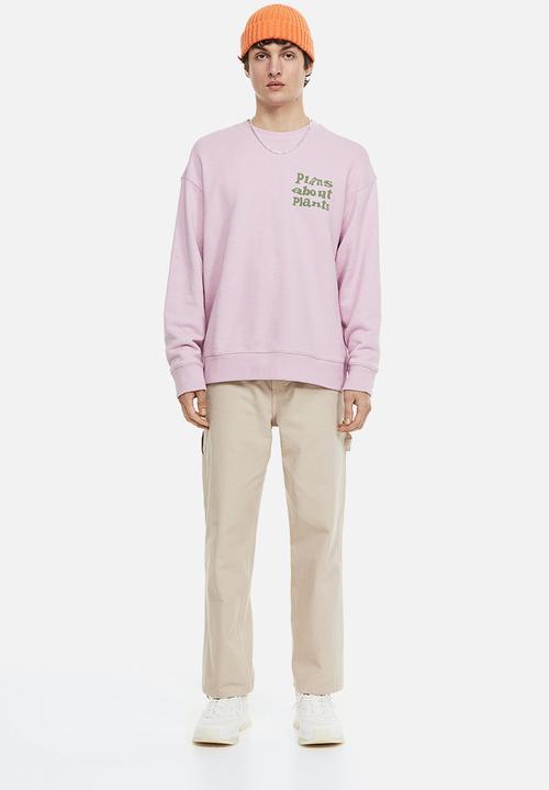 H&M - Relaxed fit printed sweatshirt - light purple/plants