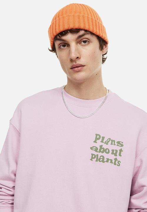 H&M - Relaxed fit printed sweatshirt - light purple/plants