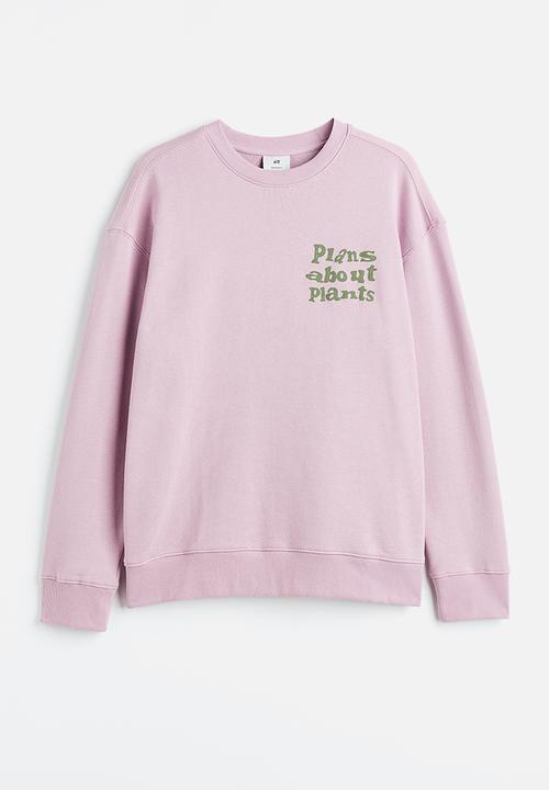 H&M - Relaxed fit printed sweatshirt - light purple/plants