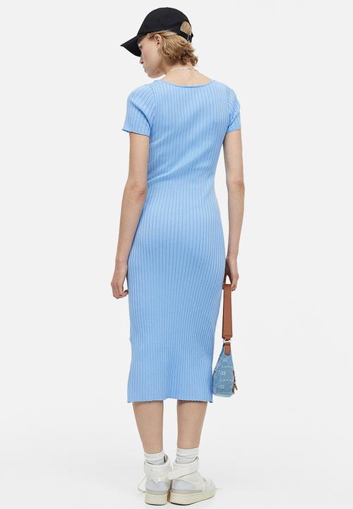 H&M - Rib-knit bodycon dress - light blue