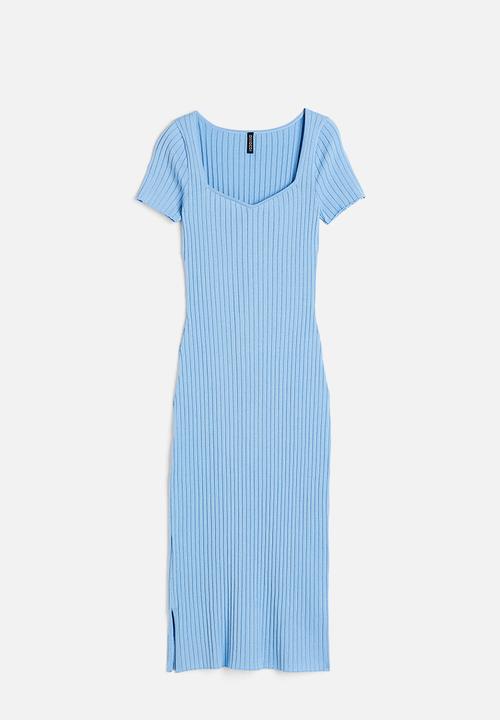 H&M - Rib-knit bodycon dress - light blue