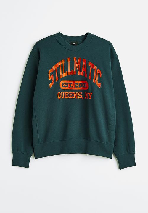 H&M - Oversized fit printed sweatshirt - dark turquoise/nas