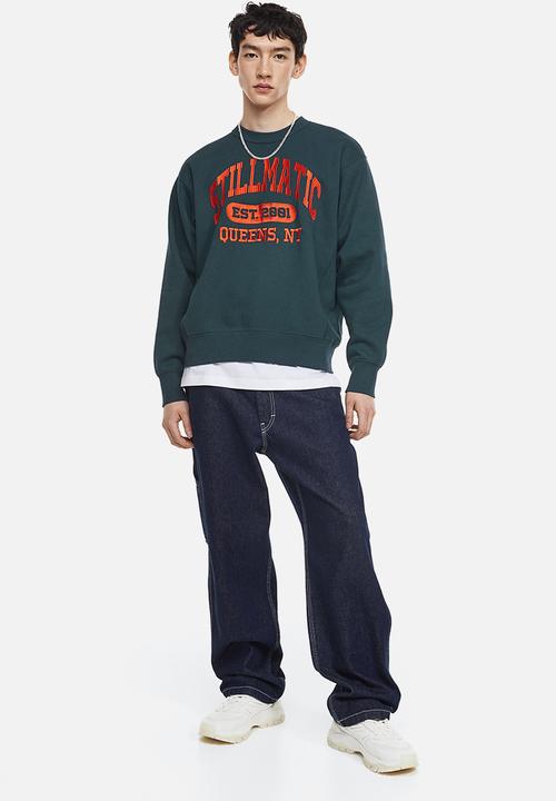 H&M - Oversized fit printed sweatshirt - dark turquoise/nas