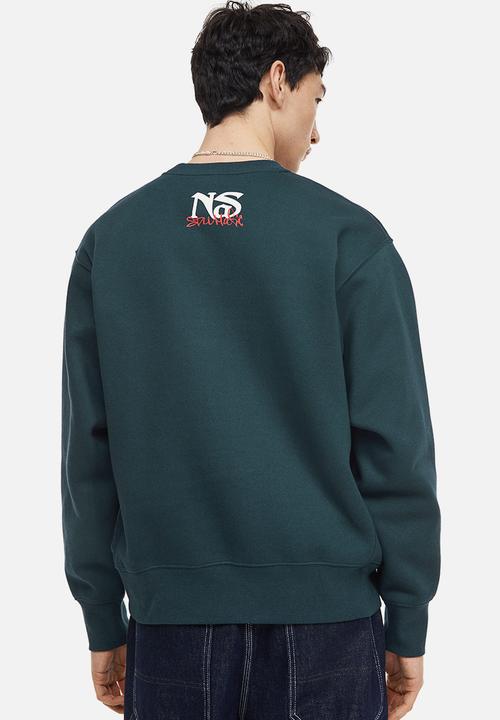 H&M - Oversized fit printed sweatshirt - dark turquoise/nas