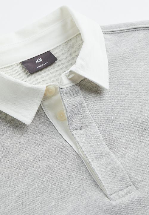H&M - Relaxed fit polo shirt - light grey marl 