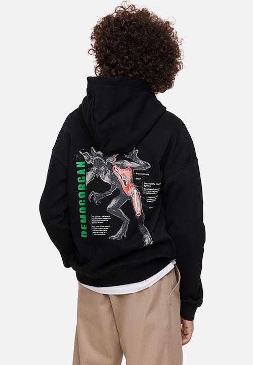 H&M - Oversized printed hoodie - black/stranger things